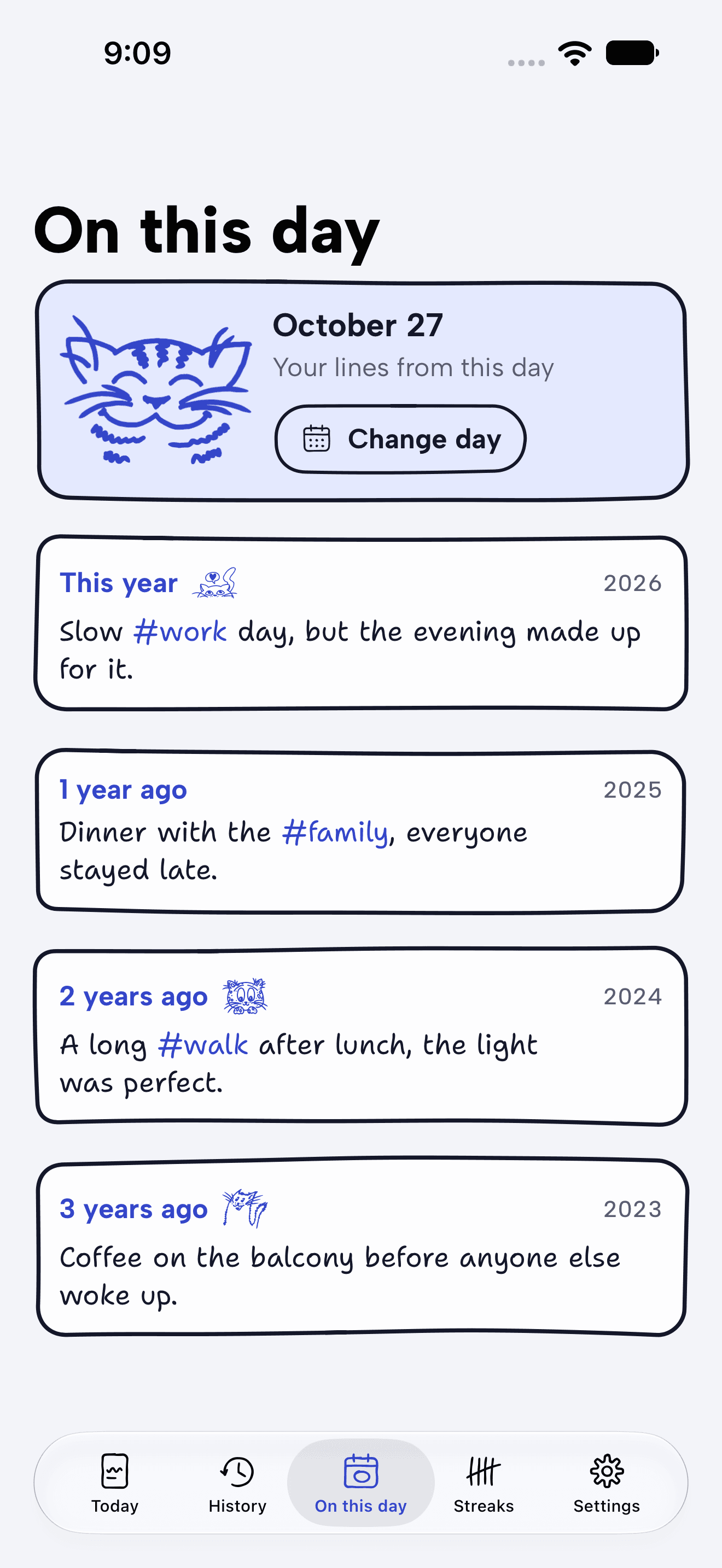 On this day, with lines from earlier years