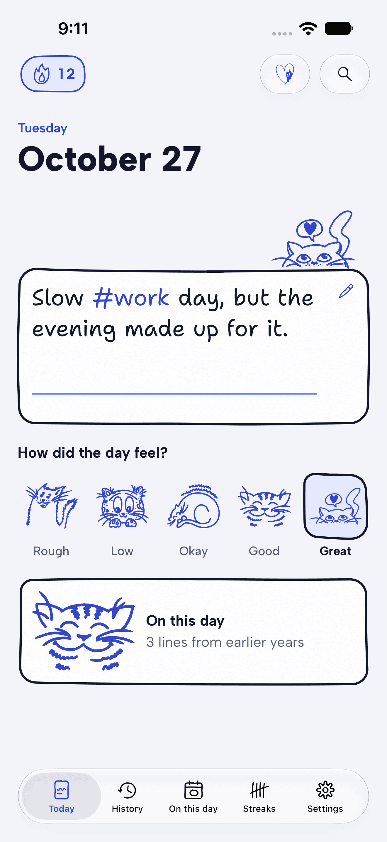 Today, with a saved line